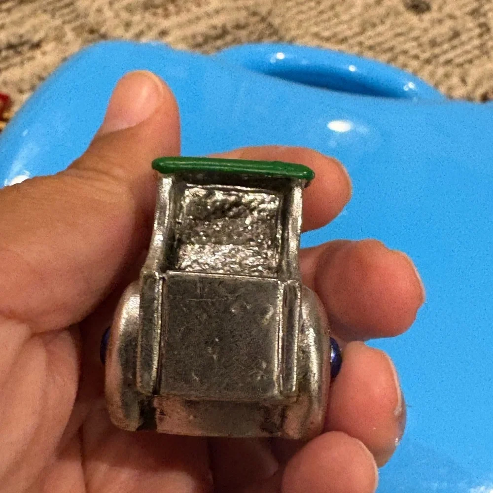 Vintage Christmas Ornaments Little 2” Convertible Car & Train Made of Metal